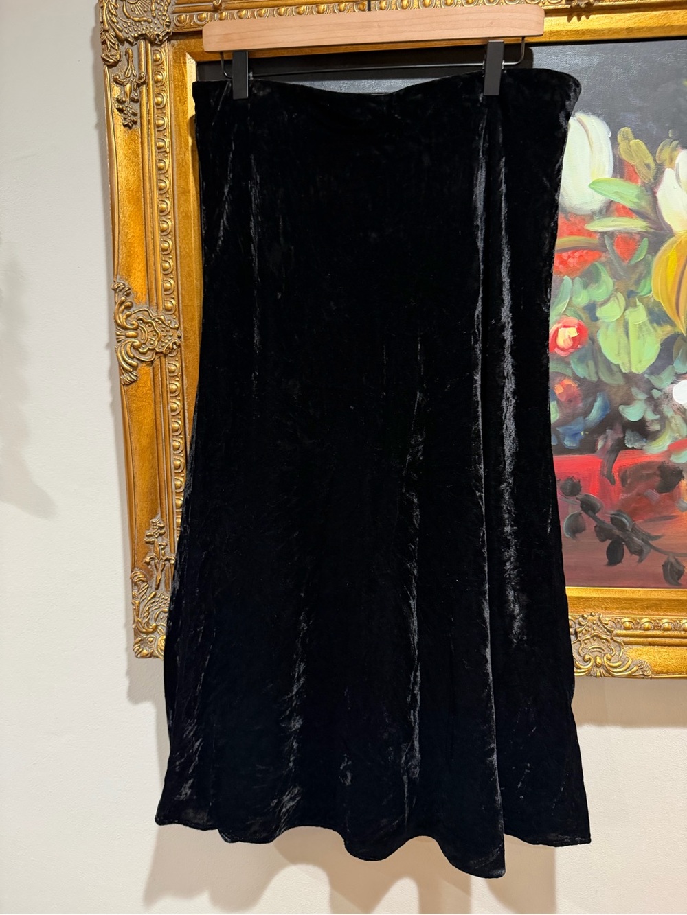 J. Crew Black Velvet Midi Skirt